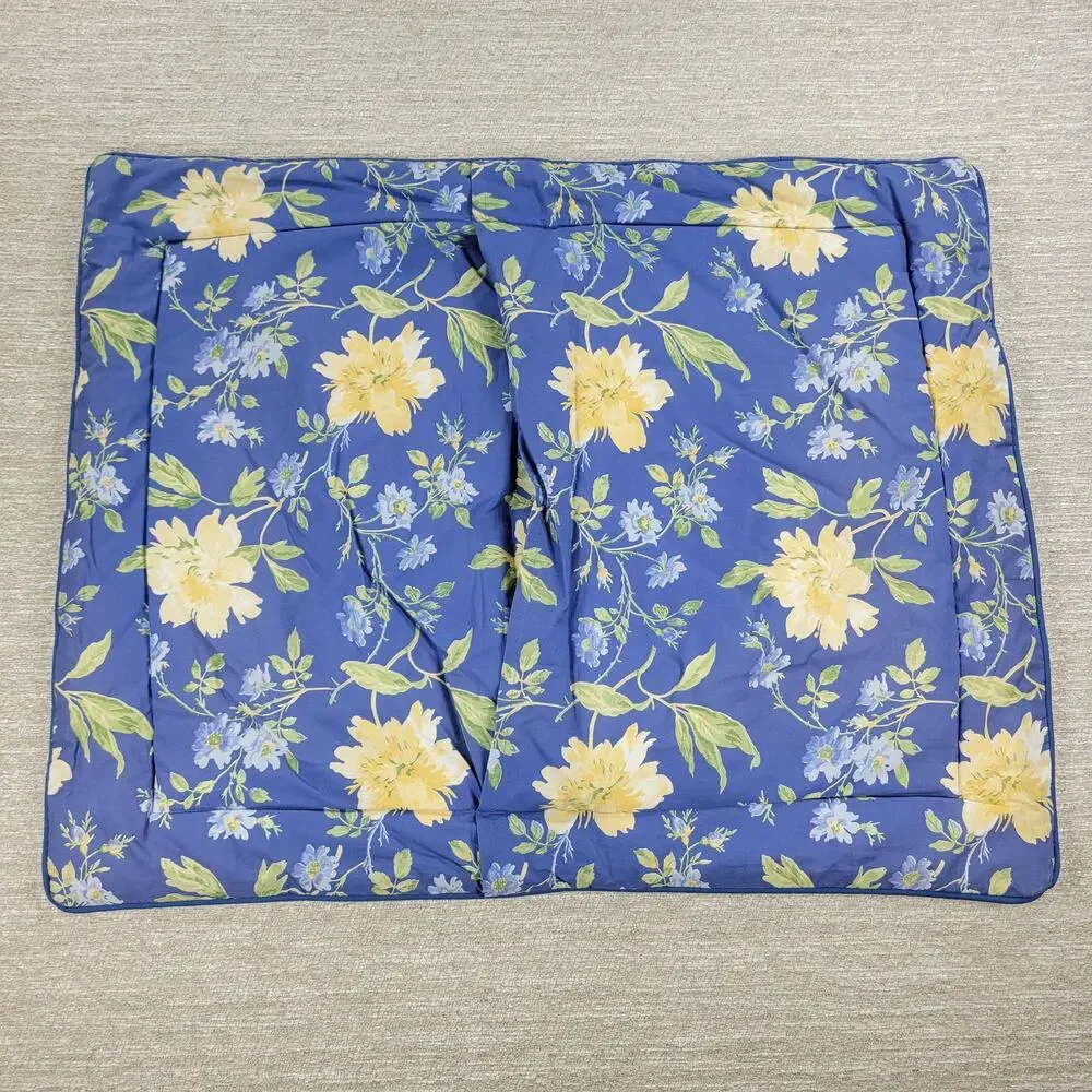 Laura Ashley Cassidy Pillow Shams Standard Blue Yellow Floral Pair Cottagecore